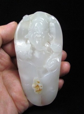 钱塘邮社   和田玉白玉 财神把件  送证