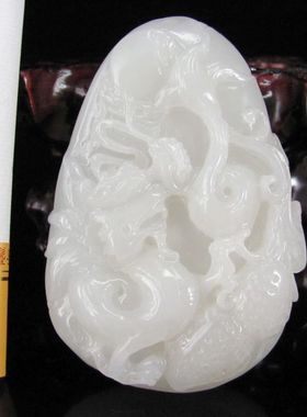 钱塘邮社   和田玉白玉 生意兴隆 把件