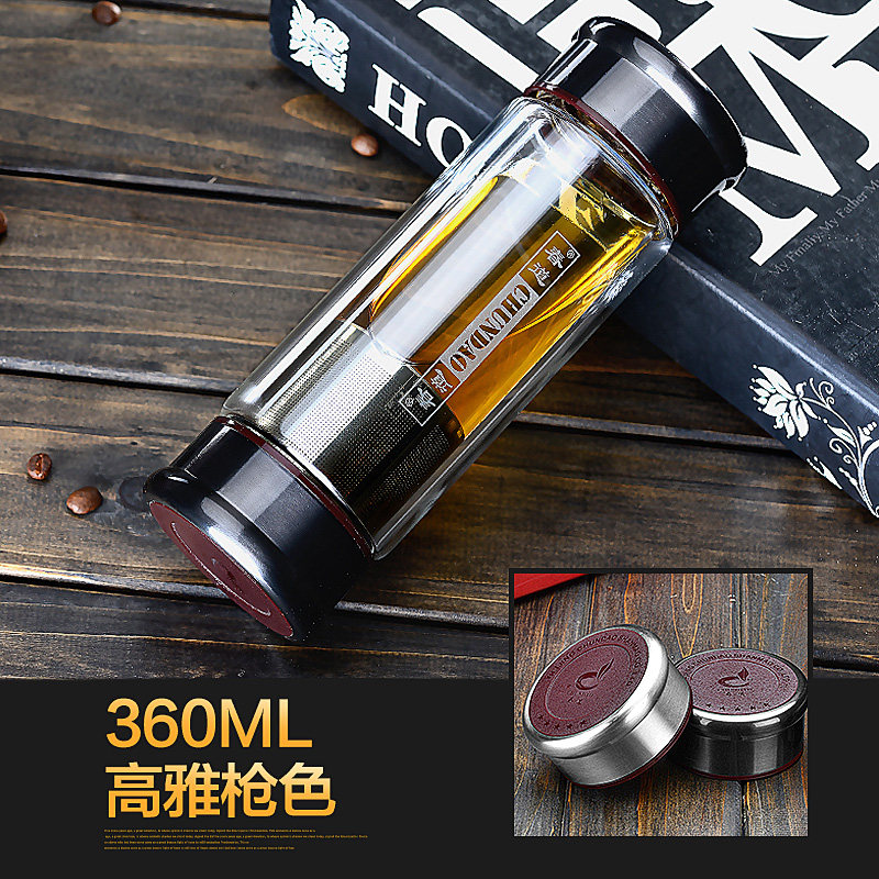 泡茶师不锈钢双层玻璃杯