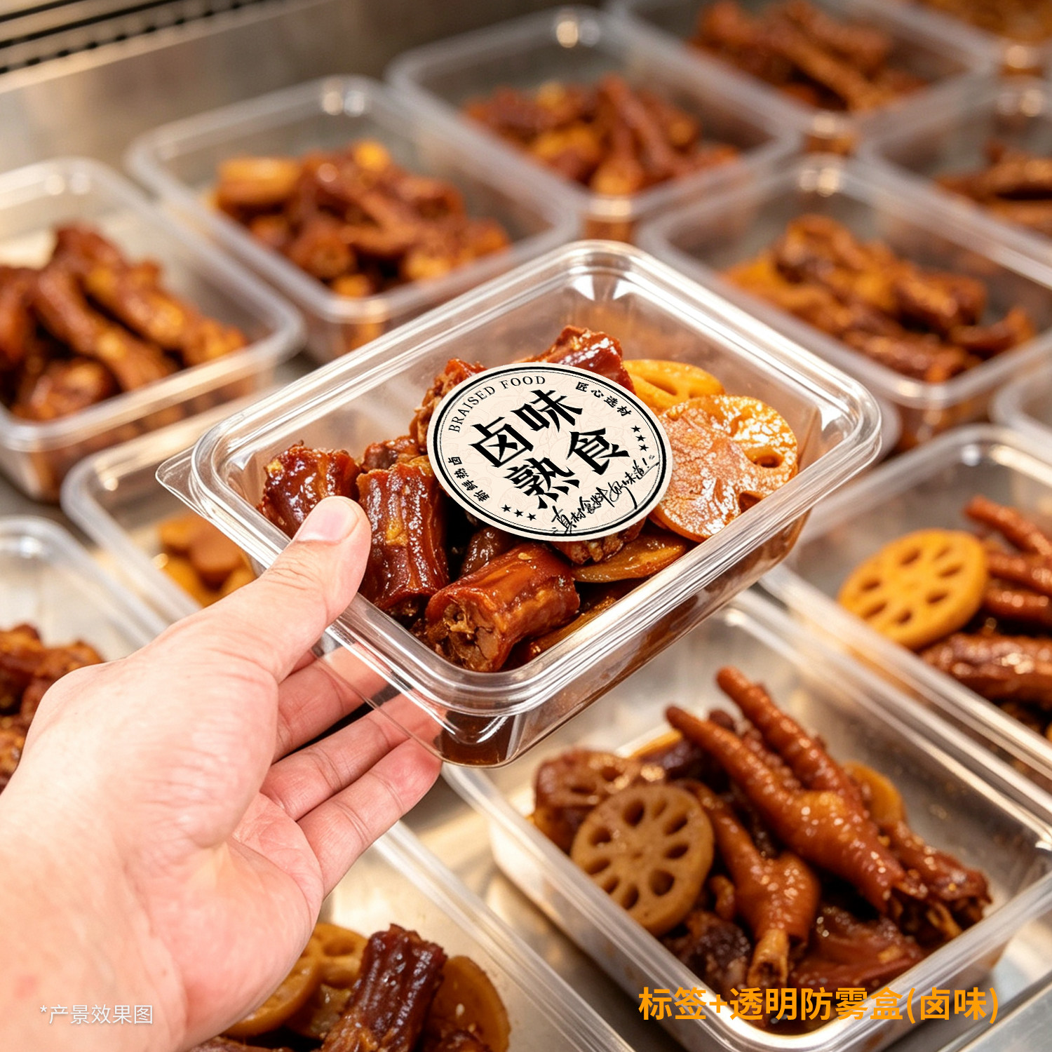 防雾高透含盖熟食卤味果脯打包盒