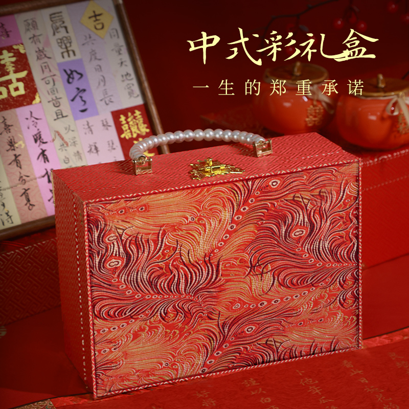 彩礼钱盒子高端结婚订婚提亲10万20万现金聘礼盒大号陪嫁妆礼金箱