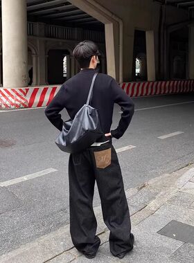 A336-K1206-特P35 水洗直筒弯刀原色牛仔裤baggy长裤