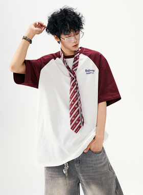 2025夏季新款拼色短袖T恤A336-THPSDX0025-P48-限价68（纯棉）