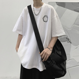wassuphappy线圈短袖t恤男款夏季宽松潮流高街酒红色复古上衣服，男装T恤，电商A336