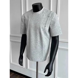 夏季 A336 高级感cleanfit重磅半截 t恤男款 铆钉褶皱短袖 T24 特P38