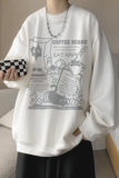 卡通学院风圆领卫衣男秋季宽松潮流学生帅气潮牌美式慵懒chic衣服，男装卫衣，电商A336