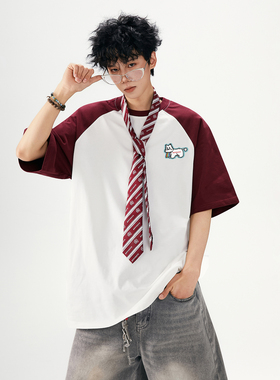 2025夏季新款拼色短袖T恤A336-THPSDX0031-P48-限价68（纯棉）