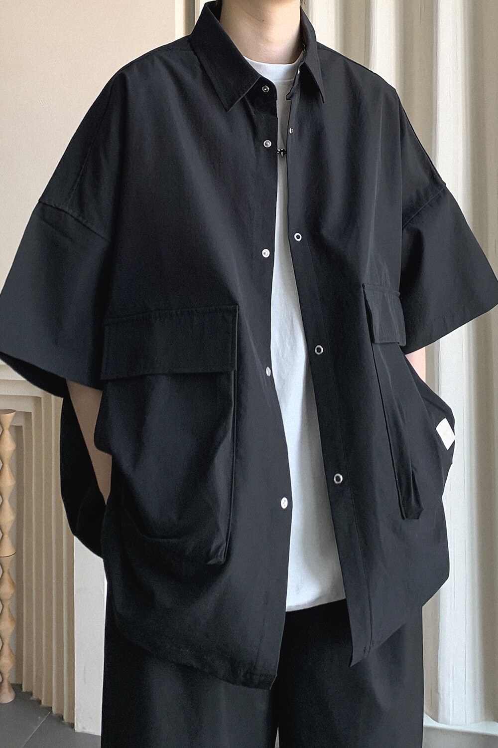 夏季新款大口袋短袖衬衫A336-DX80-P55-限价78（100聚酯纤维）,男装衬衫,电商A336
