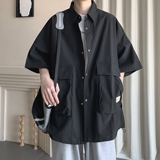 夏季新款大口袋短袖衬衫A336-DX80-P55-限价78（100聚酯纤维），男装衬衫，电商A336