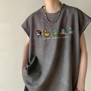 重磅麂皮绒印花背心A336-THJPBX38-P28-限价38（95聚酯纤维5氨纶图片