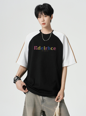 2025夏季新款拼色短袖T恤A336-THPSDX0029-P48-限价68（纯棉）