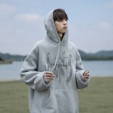 wassuphappy美式连帽卫衣男春秋季2025新款重磅硬挺宽松休闲外套，男装卫衣，电商A336