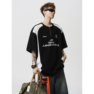 T恤A336 PSDX0019 P48 2025夏季 纯棉 拼接短袖 限价68 新款