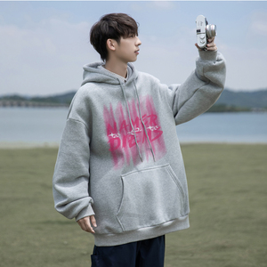 wassup happy藏青色连帽卫衣男士春秋季2025新款潮流港风休闲外套图片
