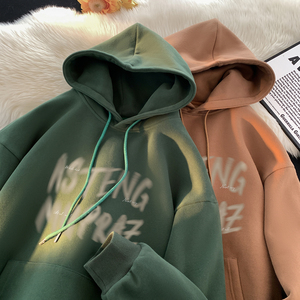 wassup happy字母连帽卫衣男款秋冬季潮流美式高街上衣服休闲外套图片