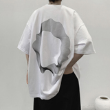 wassuphappy线圈短袖t恤男款夏季宽松潮流高街酒红色复古上衣服，男装T恤，电商A336