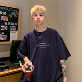 酒红色短袖t恤男夏季美式潮牌宽松大码休闲半袖上衣潮流纯棉体恤，男装T恤，电商A336