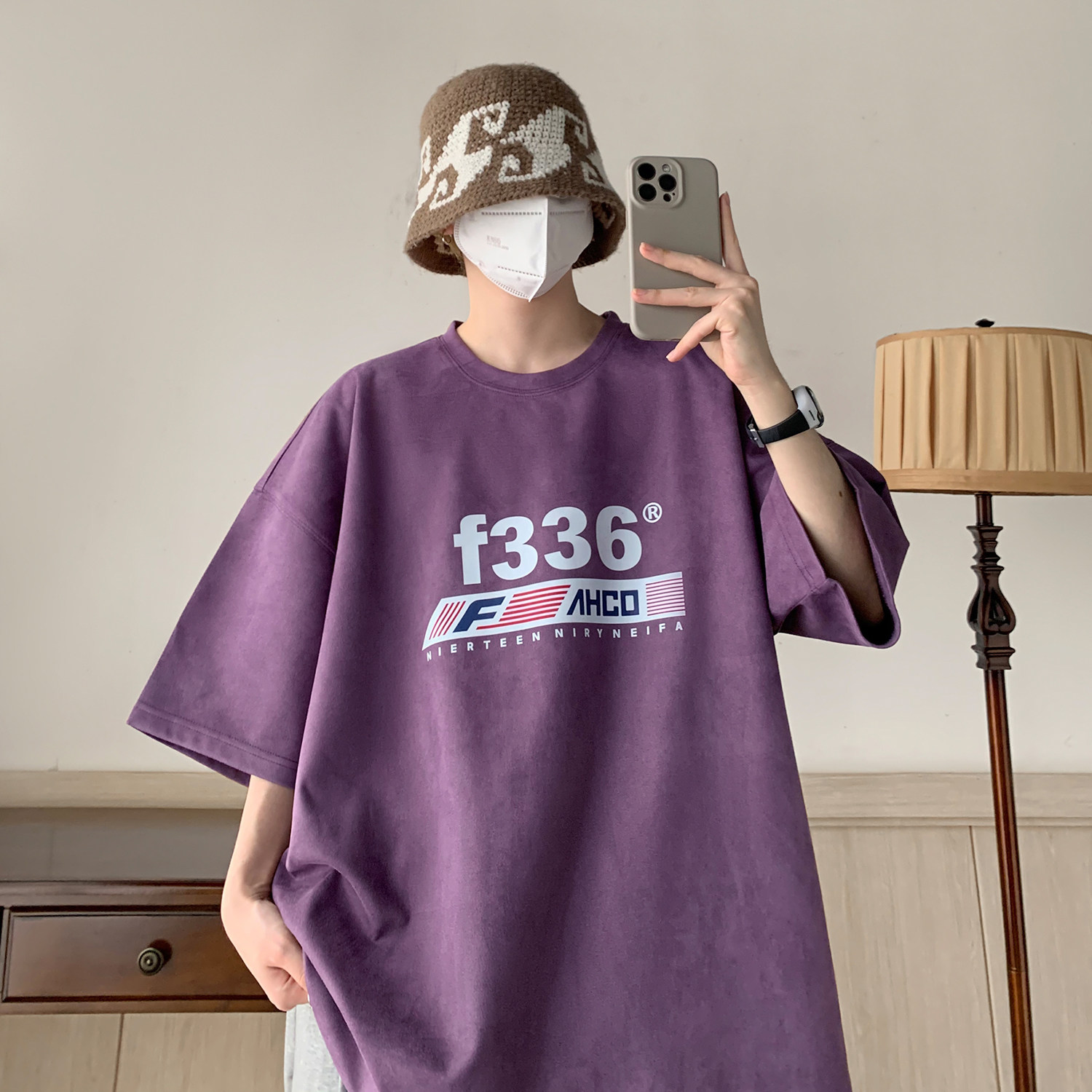 重磅麂皮绒短袖T恤A336-THJPDX22-P38-限价48（95聚酯纤维5氨纶）,男装T恤,电商A336