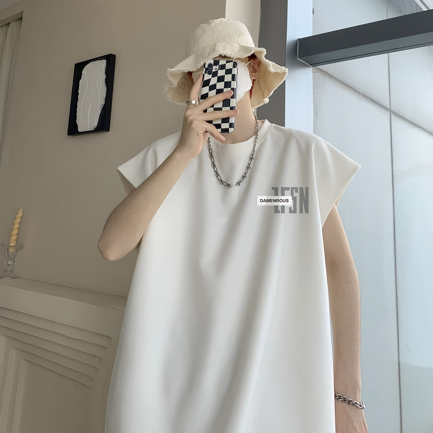 重磅麂皮绒印花背心A336-THJPBX30-P28-限价38（95聚酯纤维5氨纶,男装背心/马甲,电商A336