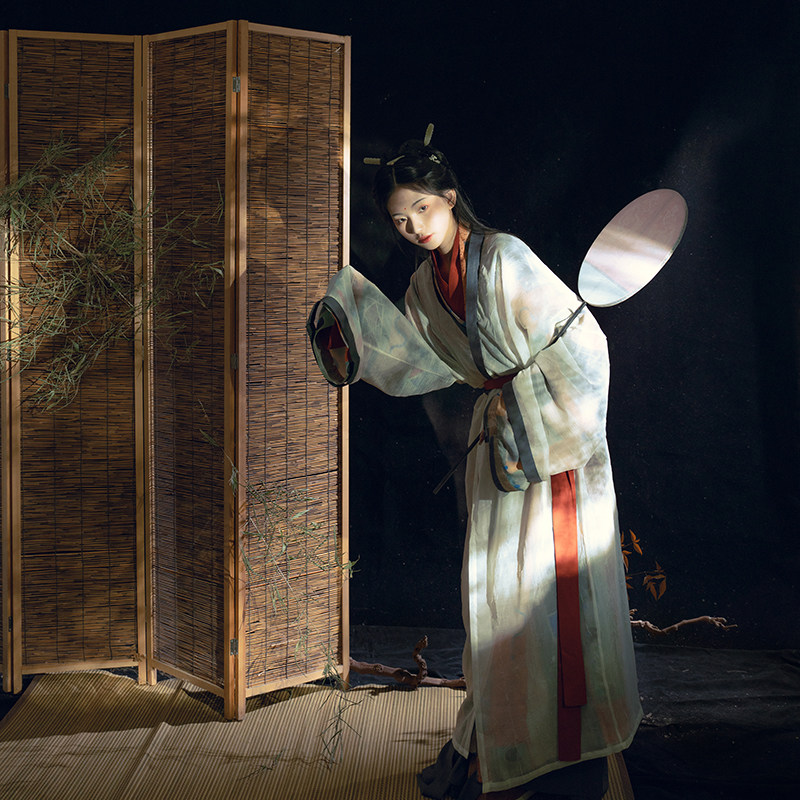 SHANG YUN LE YING HAN YAN HAN 왕조 스트레이트 스커트 재킷 복원 크로스 칼라 재킷 크로스 스커트 봄 가을 여성 민족 스타일 오리지널 스팟