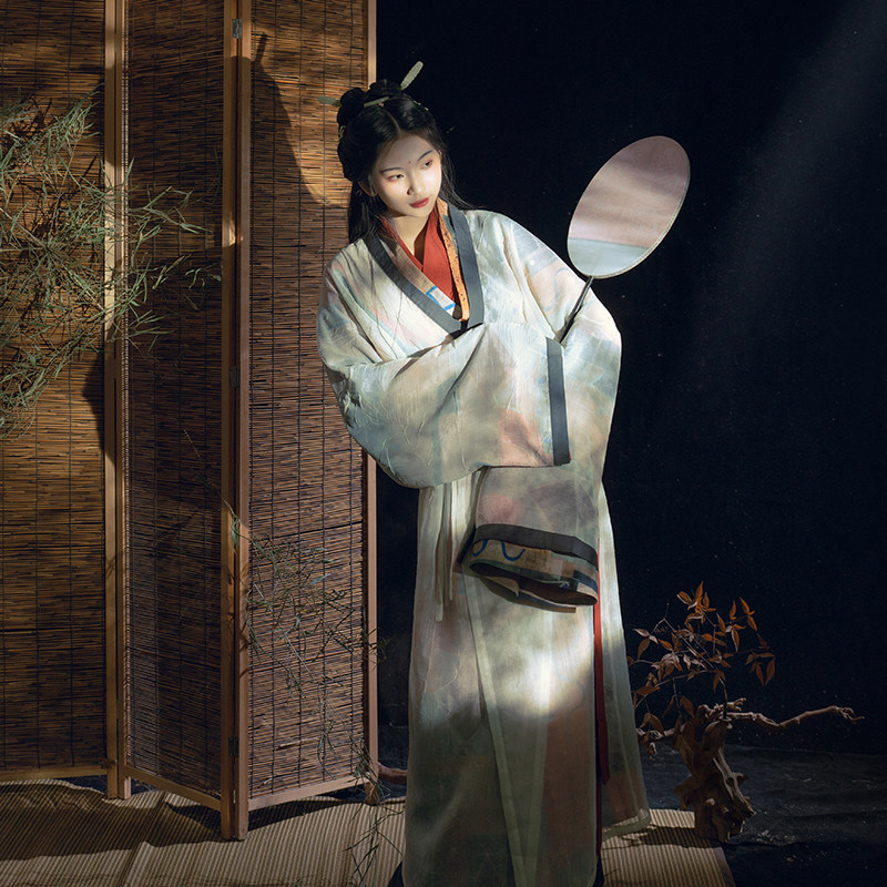 SHANG YUN LE YING HAN YAN HAN 왕조 스트레이트 스커트 재킷 복원 크로스 칼라 재킷 크로스 스커트 봄 가을 여성 민족 스타일 오리지널 스팟