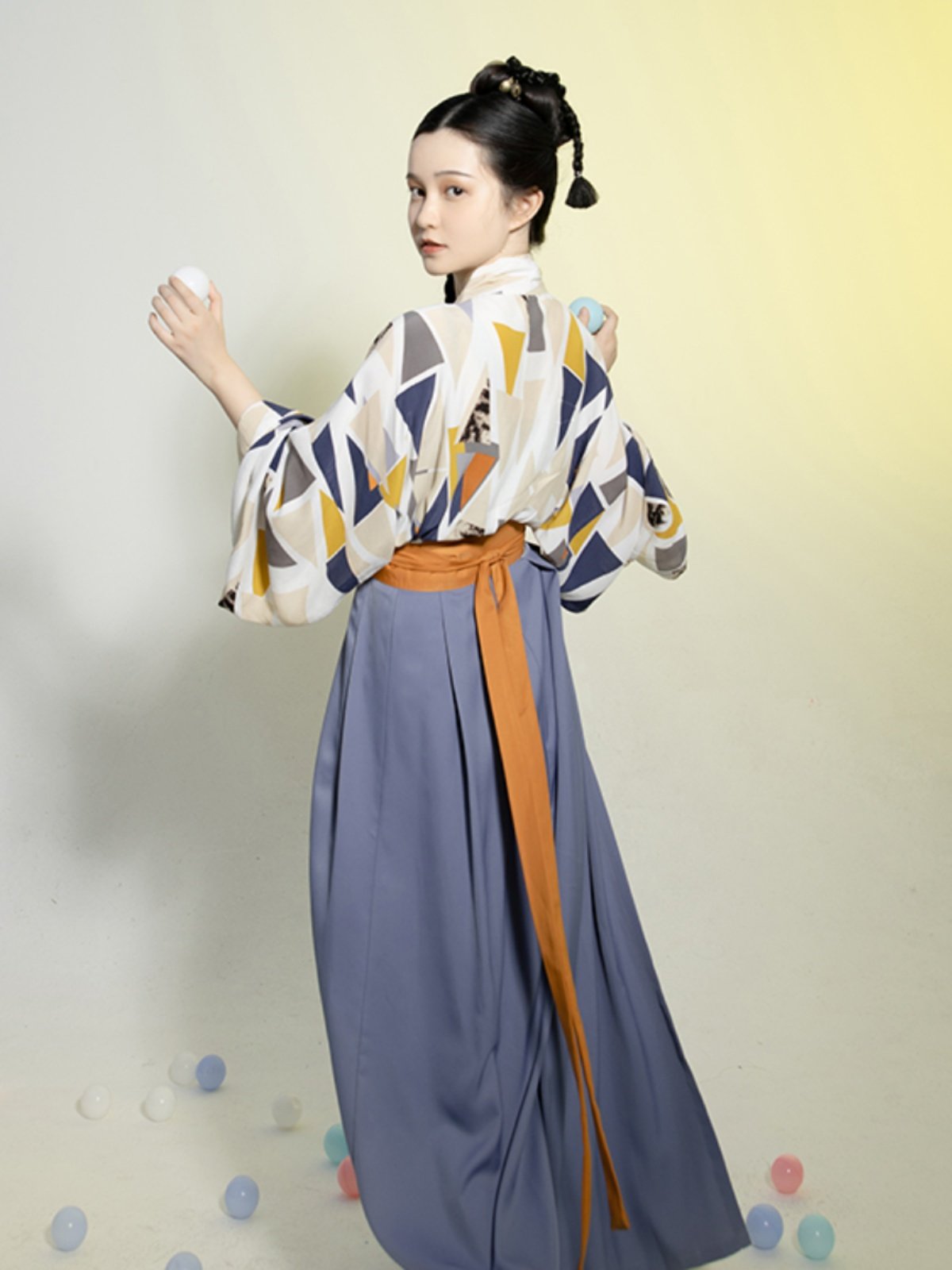 SHANGYUN LEWANYUE JIN MADE HANFU 크로스 칼라 재킷 크로스 컷 브로큰 스커트 오리지널 민족 스타일 데일리 스팟 봄 여름 남성과 여성
