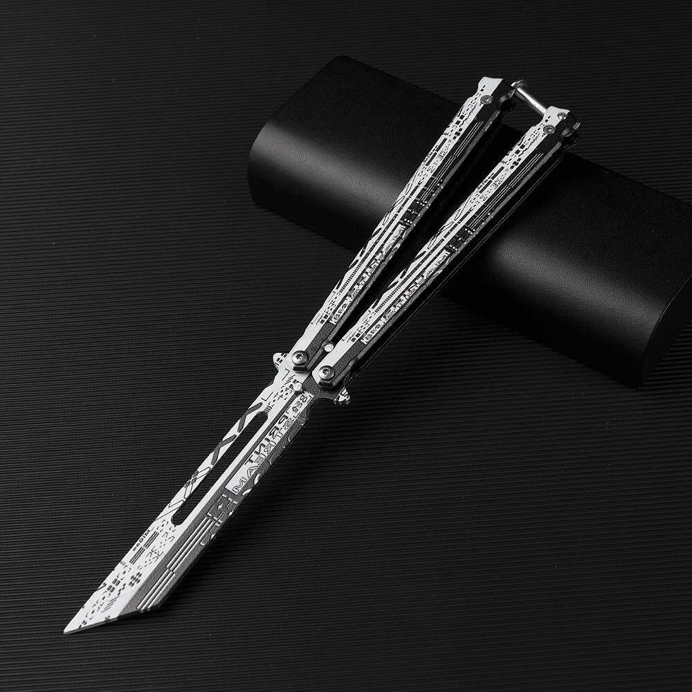 全钢专业蝴蝶刀未开刃CSGO蝴蝶练习玩具刀甩手刀安全花式玩具梳子