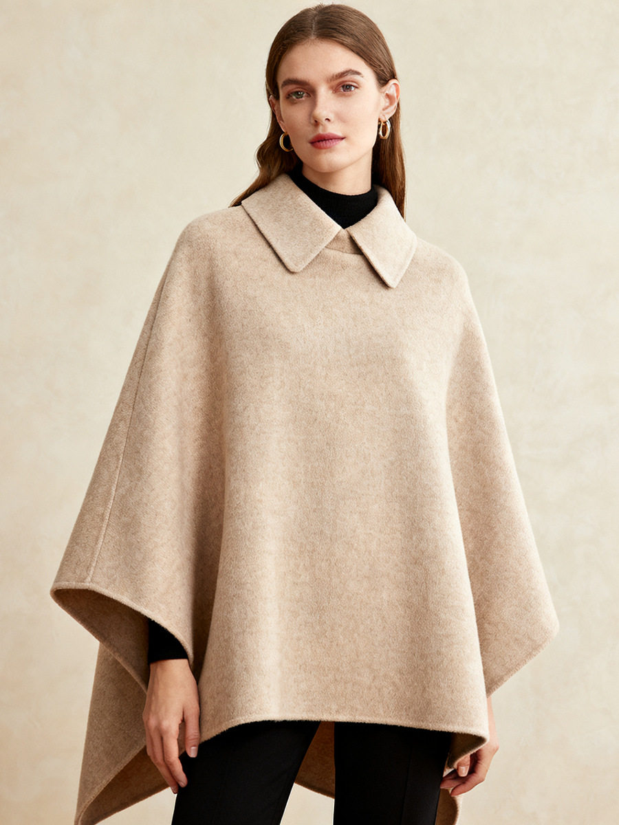 Woolen long cloak 欧美毛呢长款披风斗篷气质显瘦外套秋冬季披肩