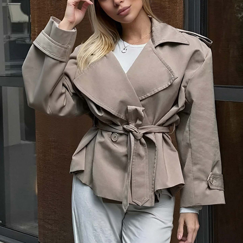 Elegant British-style lace-up trench coat 英伦风系带风衣外套