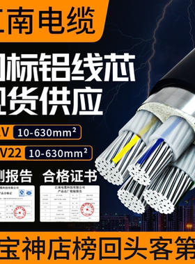 YJLV江南电缆国标铝芯铠装2 3 4芯5平方电线户外专用工地电力线缆
