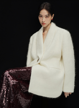 扣毛呢毛呢外套2024冬新款羊毛外套（含70%羊毛）  407415#  CHO