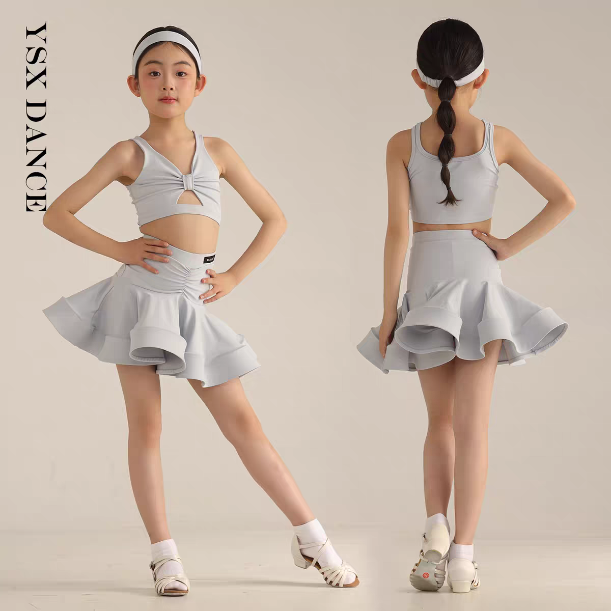 YSX云舒袖|新款儿童拉丁舞蹈服练功服莱卡棉裸感舒适面料分体套装