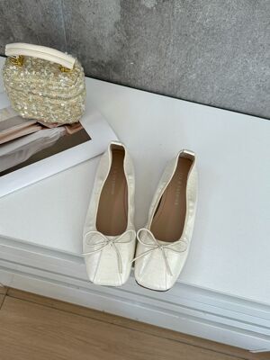 卓怡女鞋2026年新款头层羊皮软底蝴蝶结低平跟百搭浅口单鞋 2371