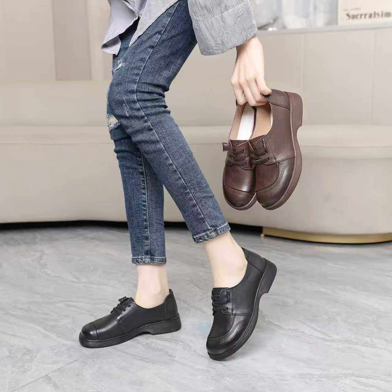 阳光休闲2026春新款牛筋底头层牛皮妈妈鞋低跟中老年复古女鞋2731,女鞋,深口单鞋,淘宝优惠券,粉丝福利购,淘宝优惠卷