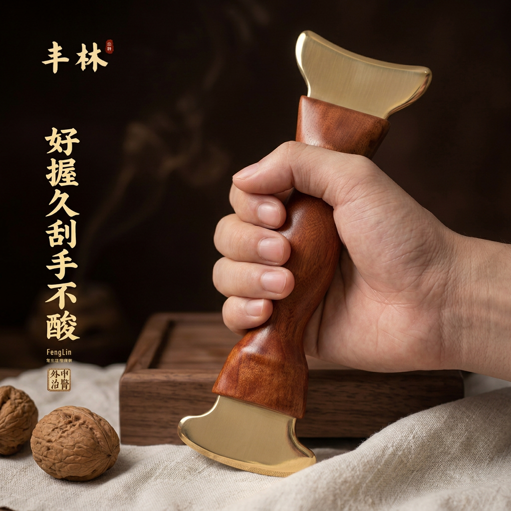 丰林黄铜刮痧板双铜头刮痧肩颈腰背四肢好握省力家用刮痧按摩神器