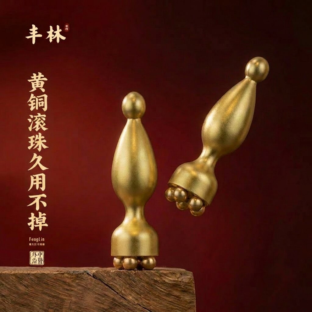 丰林朱雀三啄工具黄铜小莲蓬眼部拨筋棒面脸部按摩器美容点穴护肤