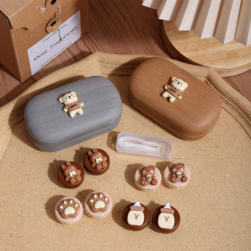 隐形眼镜盒高级感可爱简约收纳萌盒便携护理伴侣女孩高档美瞳盒子