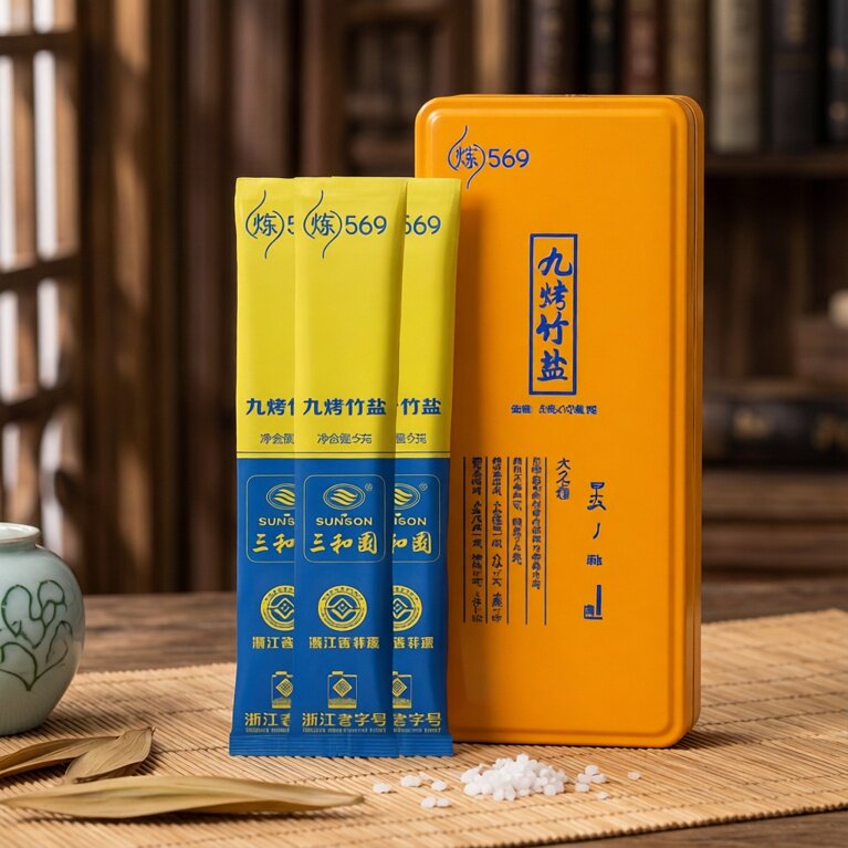 三和园正宗九烤竹盐碱性0添加促肠胃蠕动清*便冲泡盐水甲状溃疡