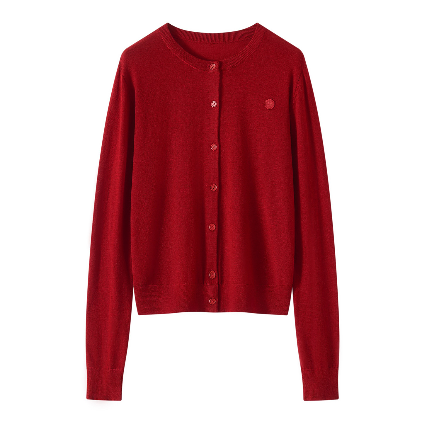 新年红色！精纺羊毛开衫女圆领扣子宽松针织外搭百搭显瘦毛衣外套,女装/女士精品,毛针织衫,淘宝优惠券,粉丝福利购,淘宝优惠卷