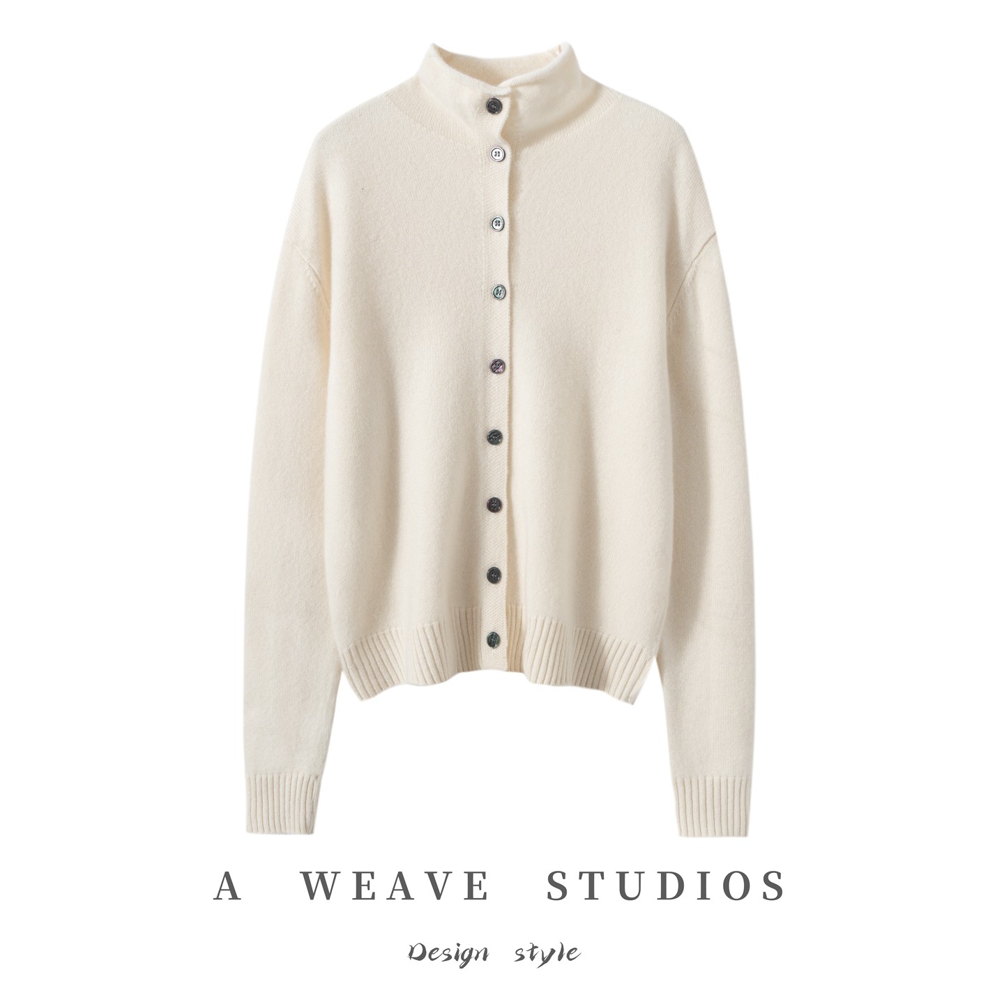 洋气百搭卷边半高领100%纯山羊绒开衫女宽松简约休闲针织毛衣外套,女装/女士精品,羊绒衫,淘宝优惠券,粉丝福利购,淘宝优惠卷