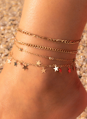 anklets female leisure foot jewelry 复古欧美沙滩时尚女士脚链
