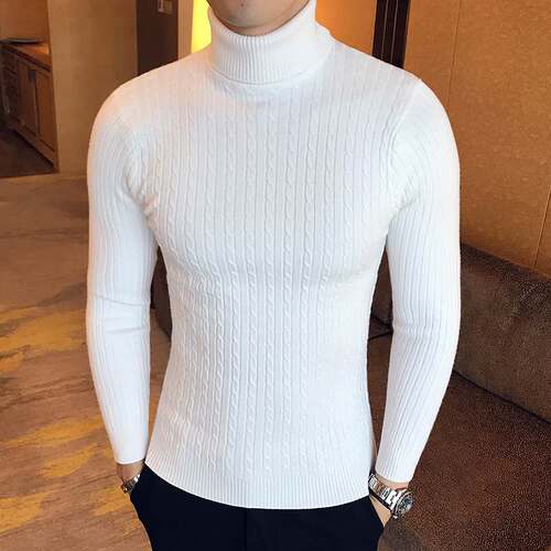 Men's autumn winter knit sweater turtleneck pullover swe