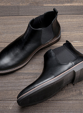 40~46 Chelsea Boots Men Comfortable Fashion Leather Shoes