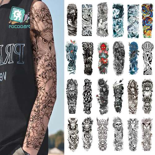 Rocooart Black Temporary Tattoo Stickers For Men Full Body
