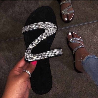 2021 summer flat sandals diamond women slippers shoes 拖鞋