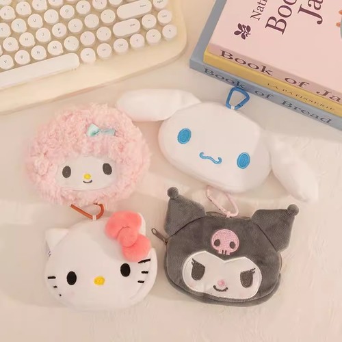 美乐蒂毛绒零钱包hellokitty迷你耳机包玉桂狗收纳包书包包挂件饰