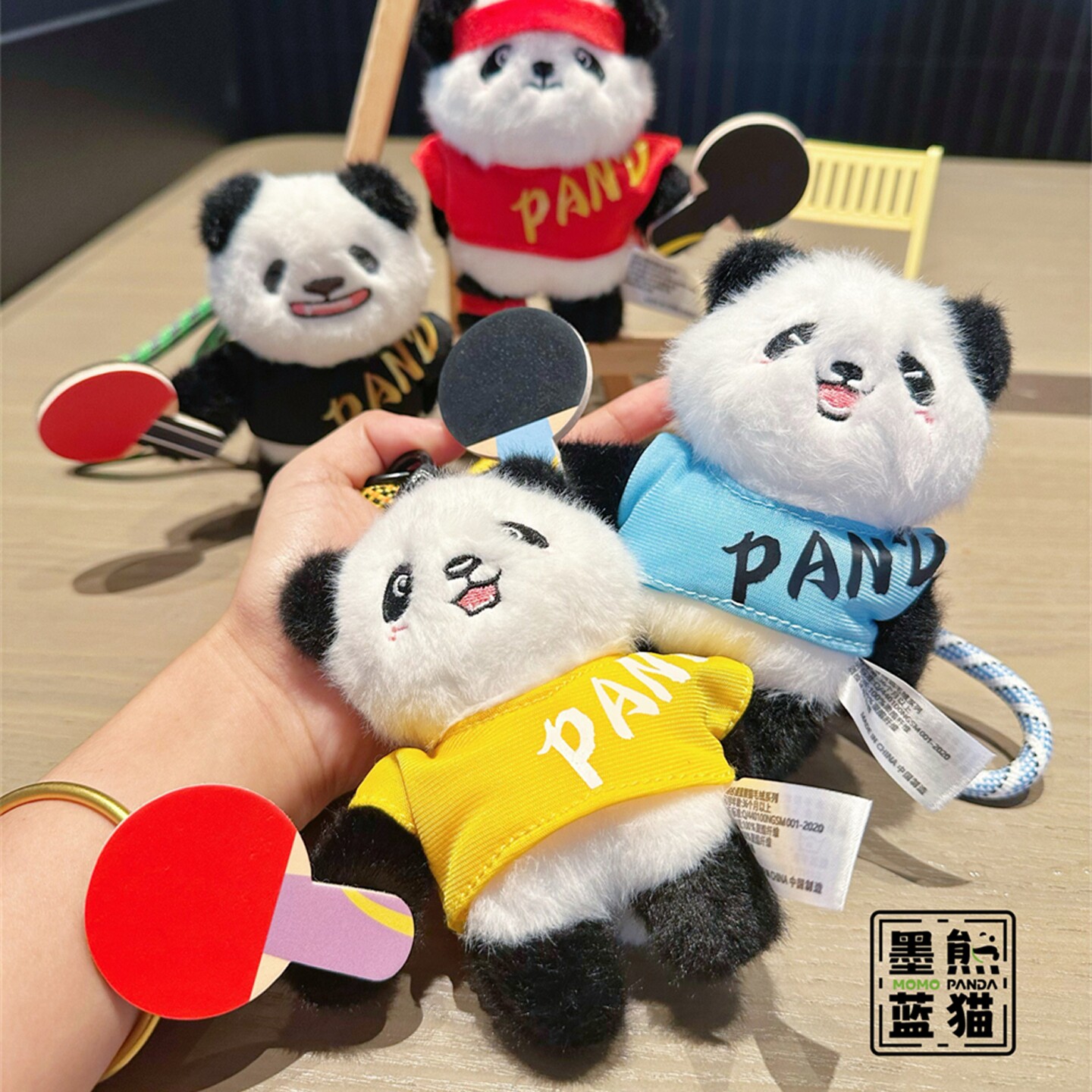 卡通胖球运动毛绒熊猫玩偶钥匙扣可爱公仔儿童学生书包挂件小礼品