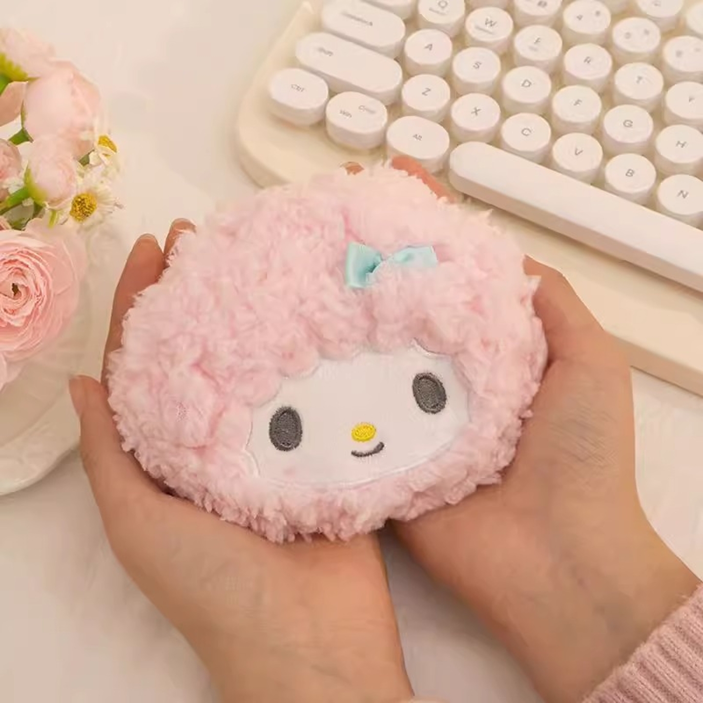 正版三丽鸥Piano粉羊毛绒挂件钱包耳机零钱卡包可爱必爱诺包挂饰