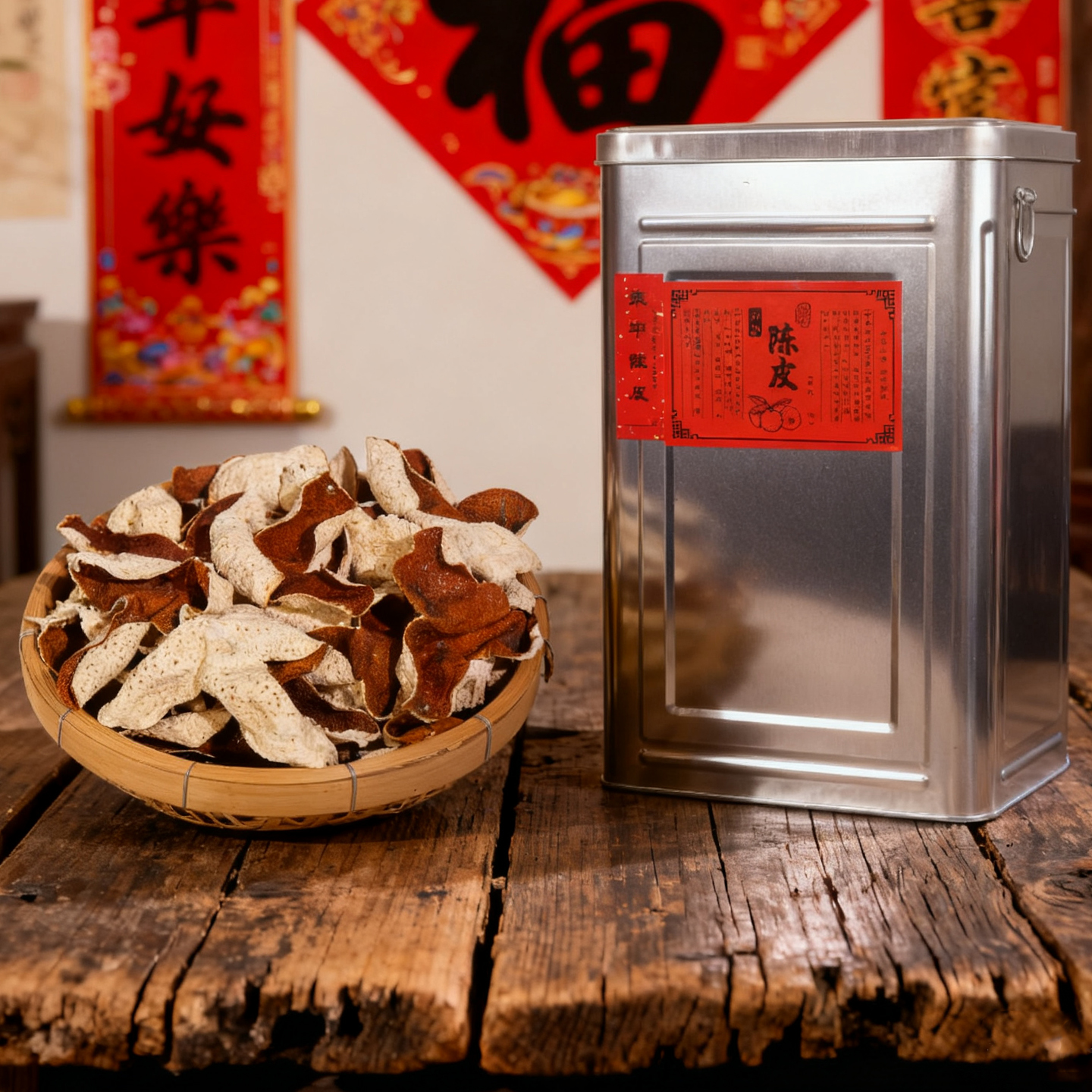 新会陈皮东甲圈枝三斤装送铁罐