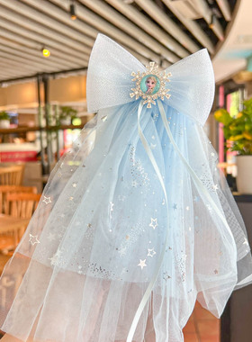 幼儿园小朋友头纱冰雪奇缘儿童发夹飘纱Elsa头饰女童爱莎公主发饰